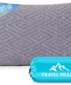 Travel Pillow for Sleeping Camping, Memory Foam Small Pillow with Breathable Cover for Backpacking, Airplane, Car (15.5 X 12 Inch)