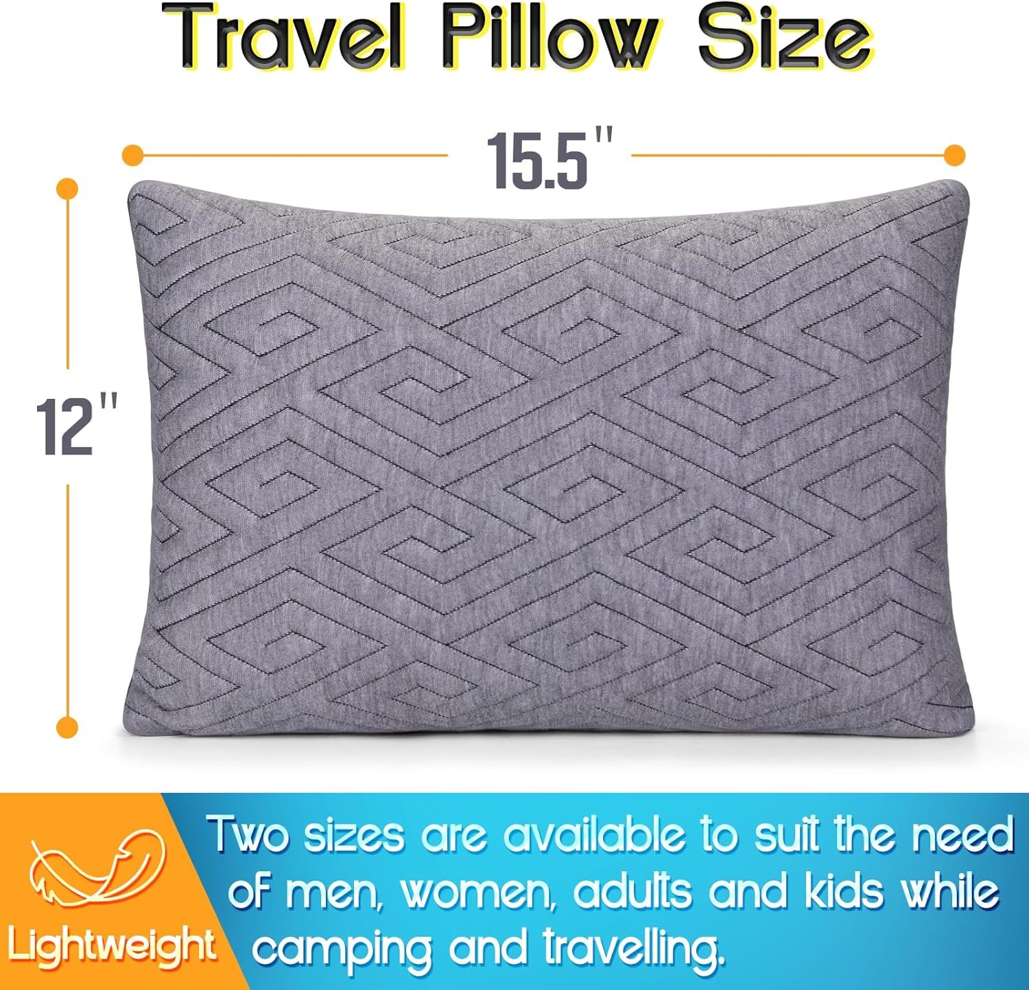Travel Pillow for Sleeping Camping Memory Foam Small Pillow with Breathable Cover for Backpacking Airplane Car 15.5 X 12 Inch.jpg