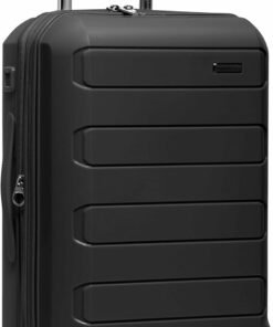 Traveler's Choice Pagosa Indestructible Hardshell Expandable Spinner Luggage, Black, 22-Inch Carry-on