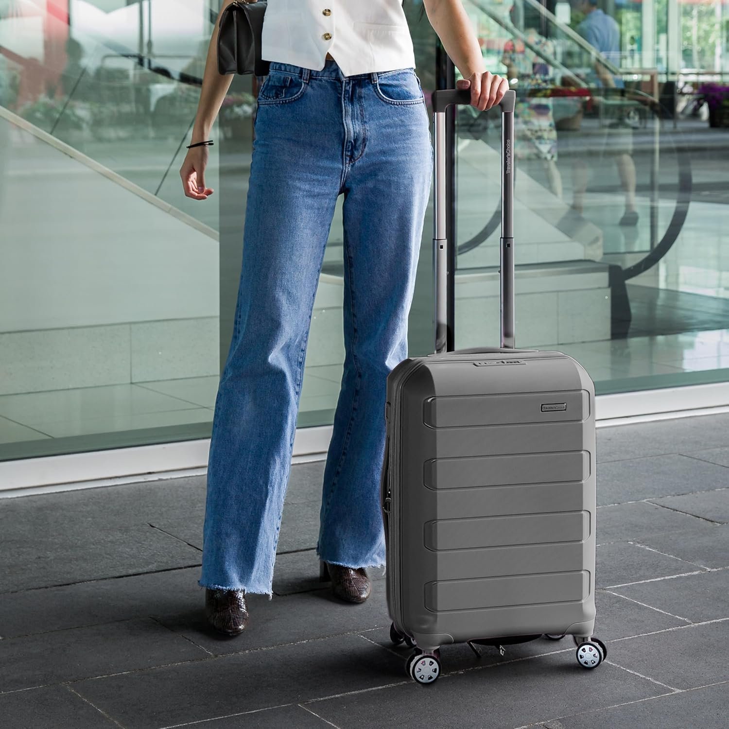 Travelers Choice Pagosa Indestructible Hardshell Expandable Spinner Luggage Gray 26 Inch Medium.jpg