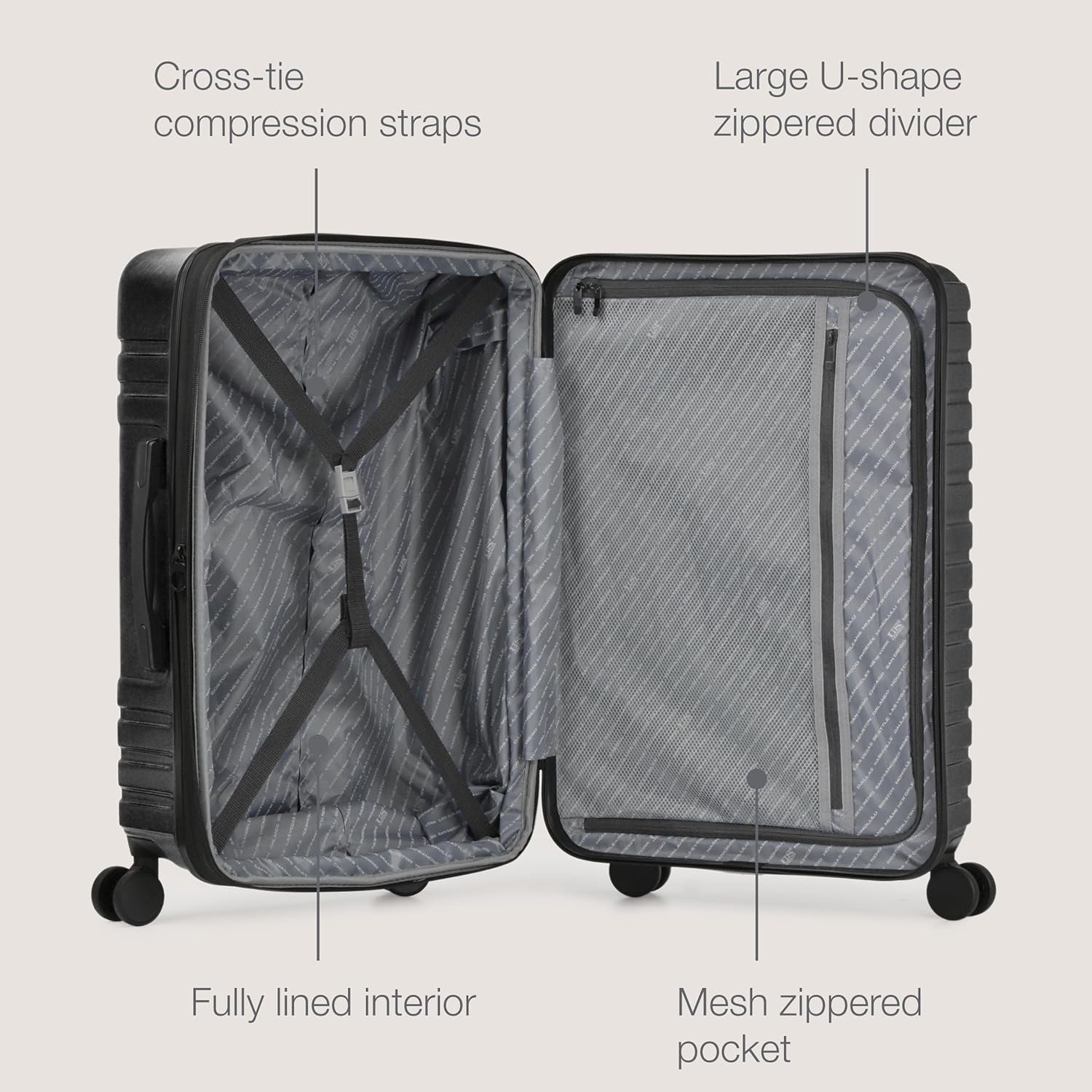 U.S. Traveler Boren Polycarbonate Hardside Rugged Travel Suitcase Luggage with 8 Spinner Wheels Aluminum Handle Black Checked Large 30 Inch.jpg