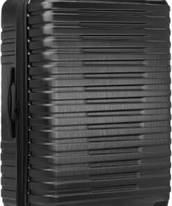 U.S. Traveler Boren Polycarbonate Hardside Rugged Travel Suitcase Luggage with 8 Spinner Wheels, Aluminum Handle, Black, Checked-Large 30-Inch