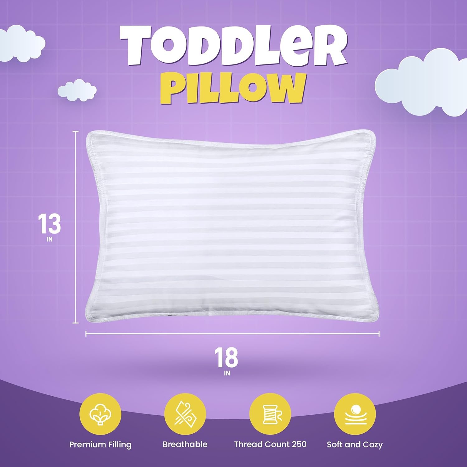 Utopia Bedding Toddler Pillow White 2 Pack 13x18 Pillows for Sleeping Soft and Breathable Cotton Blend Shell Small Kids Pillow Perfect for Toddler Bed and Travel Intended for Age 2 and up.jpg