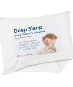ZPECC Toddler Pillow with Pillowcase - 13x18 Organic Cotton Hypoallergenic Kids Pillow, Baby Essentials for Travel Crib Daycare Stroller (Intended for Age 2 and up) White Stripe