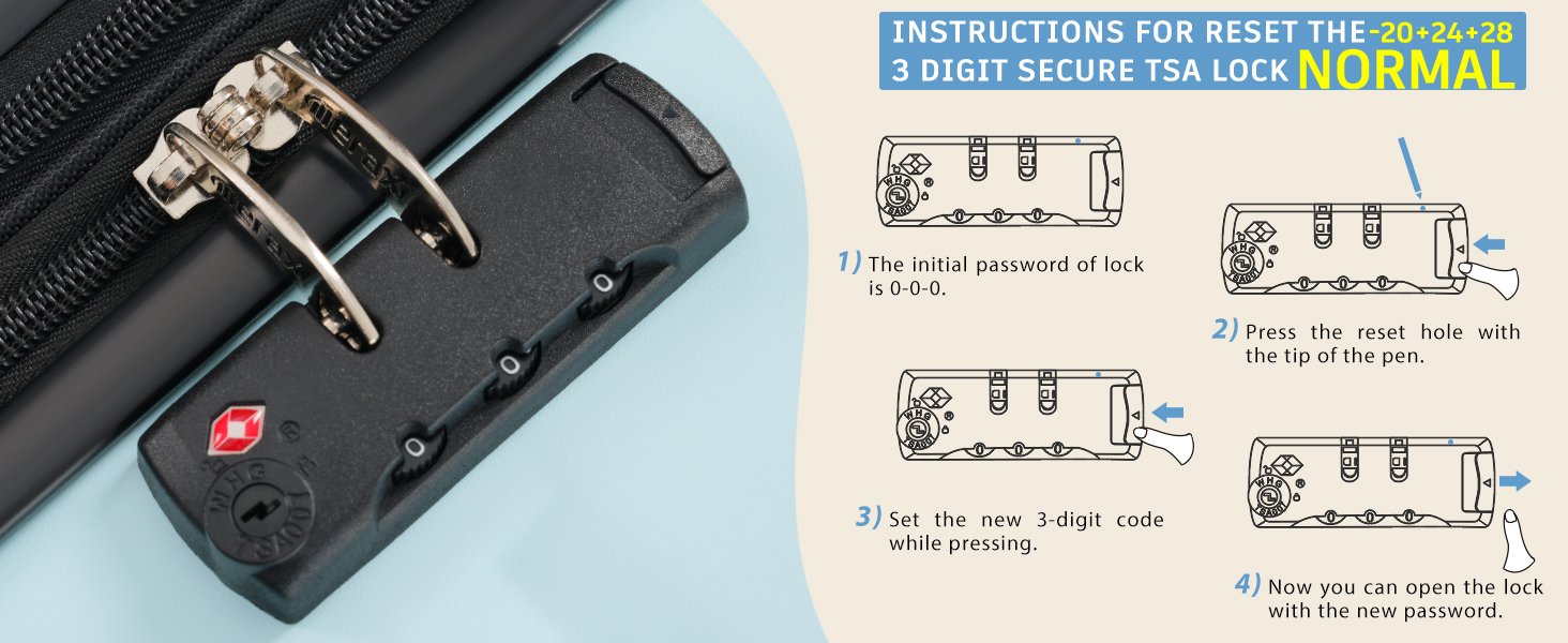 Instructions for Reset the 3 Digit Secure TSA Lock