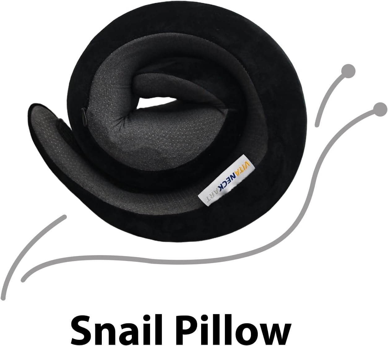 1777427920 Snail Flexible Neck Pillow Premium Memory Foam Travel Pillow 360°Ergonomic Design Asymmetrical Sides Suitable for Flight Car Office Washable Pillowcase Black.jpg
