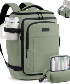 LOVEVOOK Travel Backpack for Women & Men, 25L Airline Approved Personal Item Carry On Backpack, Lightweight with 2 Packing Cubes, Waterproof Daypack for Work, Gym & Weekend Travel, Slate Green-Black