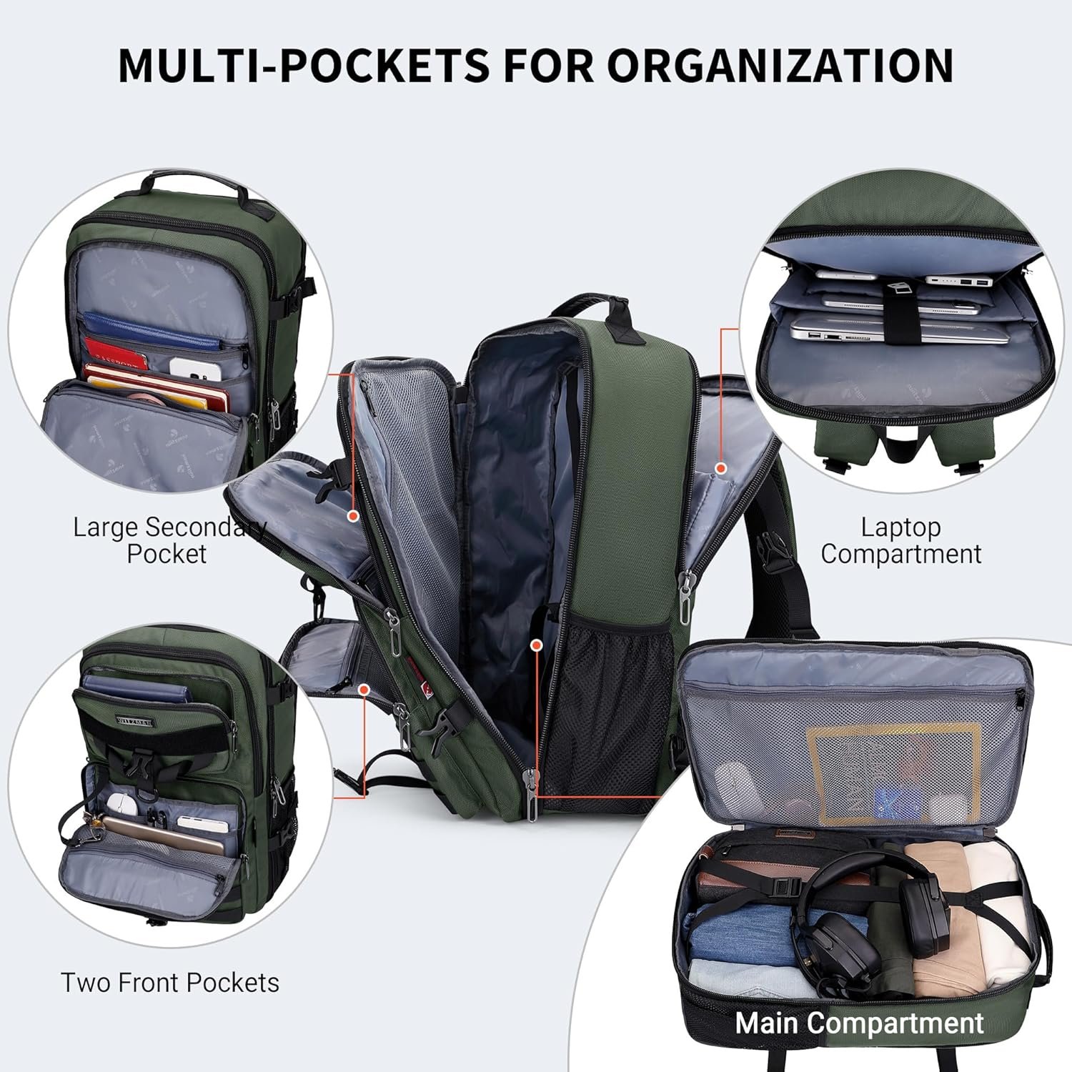 1777454013 WITZMAN Carry On Travel Backpack for Men Large Convertible 45L Fit 17 Inch Laptop Backpack 3 in 1 Bag for Airline ApprovedB688 Light Green.jpg