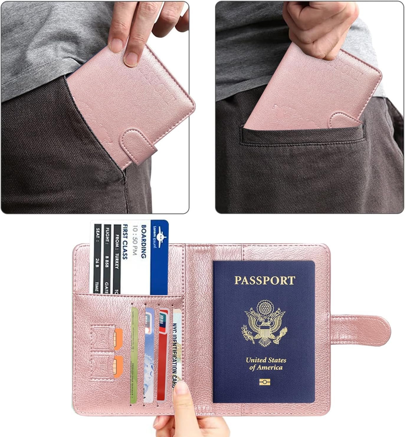 1777454662 ACdream Passport Holder for Travel Essentials Rfid Blocking Passport Wallet Cover Case for Travel Must Haves Accessories Book Holders for WomenMen Rose Gold.jpg
