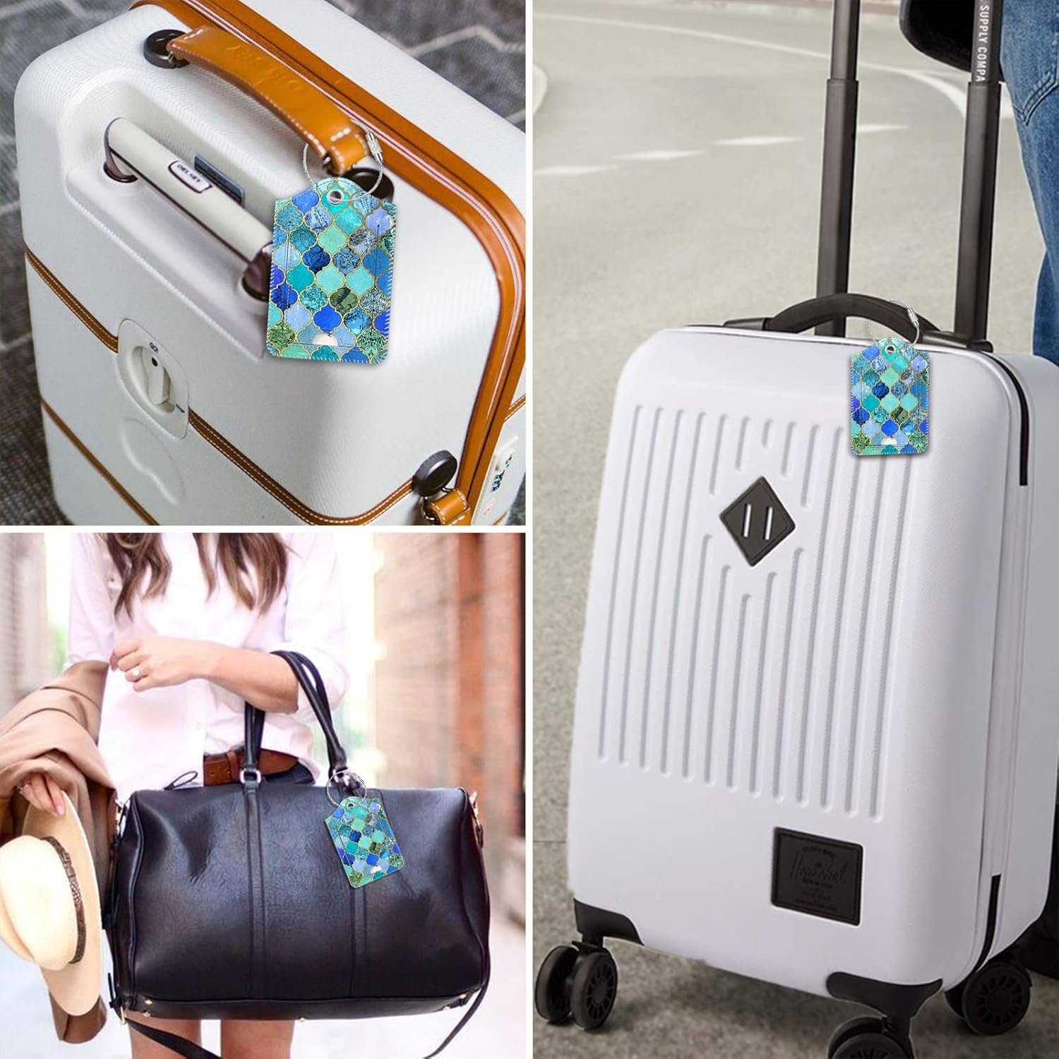 1777458060 Fintie Luggage Tags Privacy Cover ID Label with Stainless Steel Loop and Address Card for Travel Bag Suitcase Cool Jade 2 Piece.jpg
