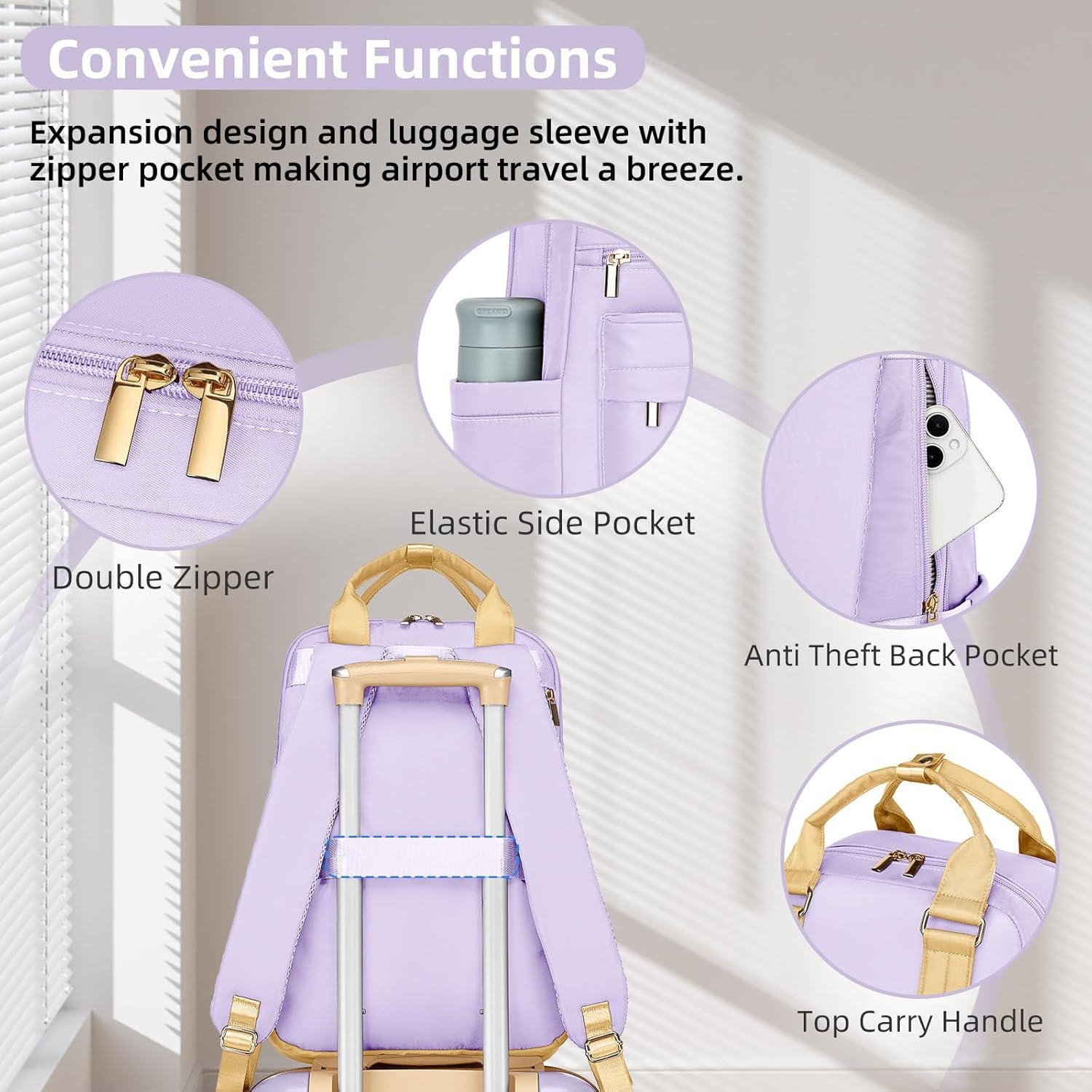 1777459390 LARVENDER Luggage Sets 3 Piece Expandable Carry on Luggage 22x14x9 Airline Approved Hardshell Suitcase with Wheels TSA Lock Lightweight Suitcase Set for Women with Travel Backpack Lavender.jpg