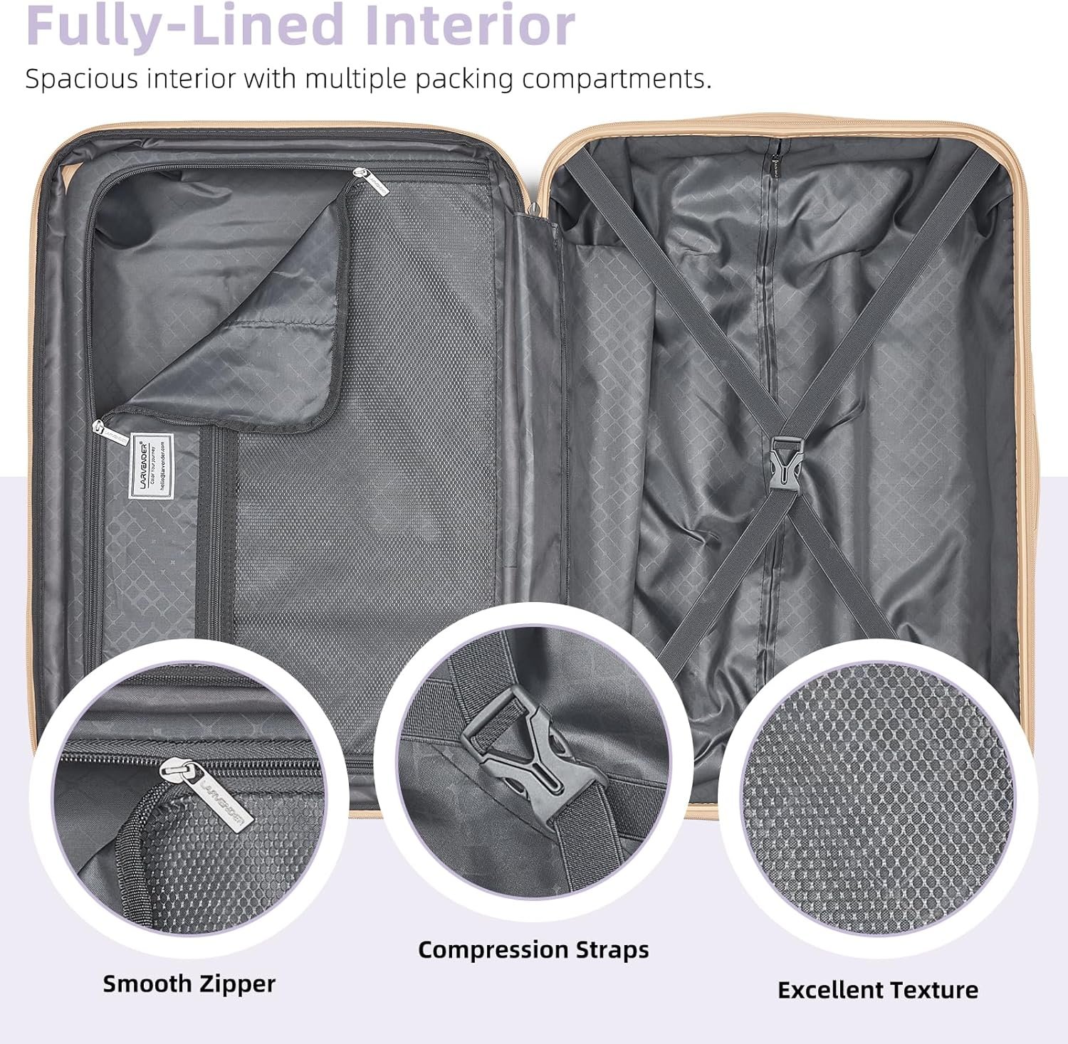 1777459394 LARVENDER Luggage Sets 3 Piece Expandable Carry on Luggage 22x14x9 Airline Approved Hardshell Suitcase with Wheels TSA Lock Lightweight Suitcase Set for Women with Travel Backpack Lavender.jpg