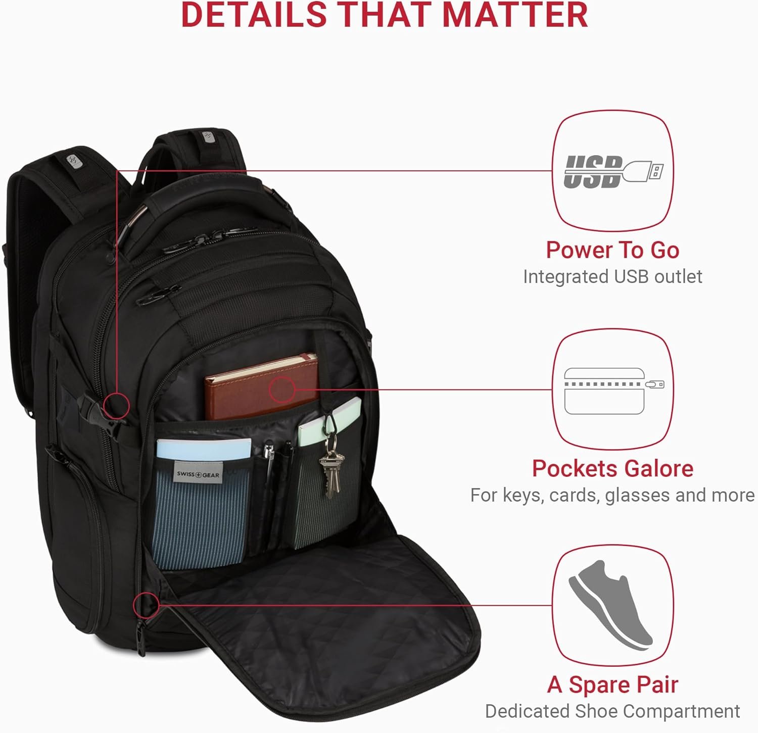 1777460716 SwissGear Travel Tech Elite Laptop Backpack – Fits Laptops up to 16 – ScanSmart TSA Friendly Backpack with USB Port Shoe Compartment Organizer Pockets – Black.jpg