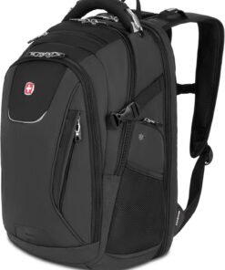SwissGear Travel Tech Elite Laptop Backpack – Fits Laptops up to 16” – ScanSmart TSA-Friendly Backpack with USB Port, Shoe Compartment & Organizer Pockets – Heather Grey
