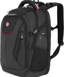 SwissGear Travel Tech Elite Laptop Backpack – Fits Laptops up to 16” – ScanSmart TSA-Friendly Backpack with USB Port, Shoe Compartment & Organizer Pockets – Black Dot