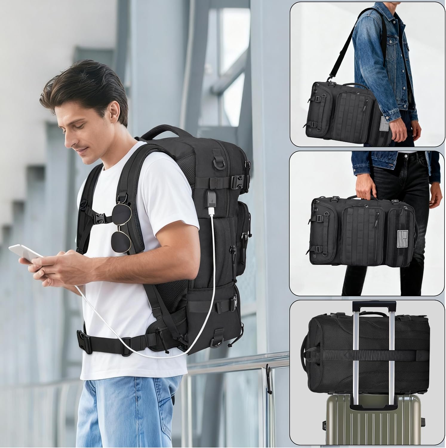1777462474 DEYACE 40L Travel Backpack Mens TSA Approved Carry on Durable Large Weekender Backpack Fits 17.3 Inch Laptop YKK Zipper AER Travel Pack with USB Charging Port Shoes Compartment.jpg