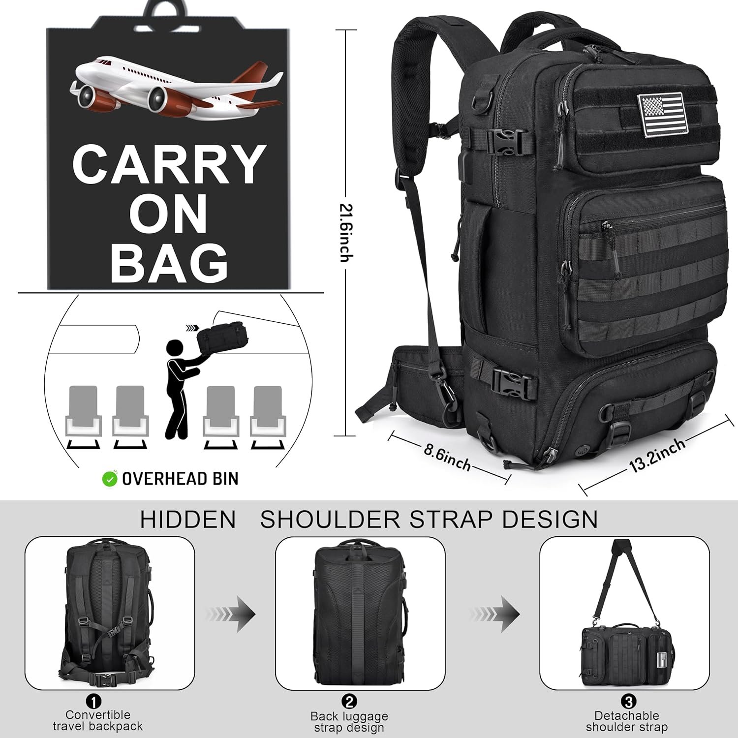 1777462476 DEYACE 40L Travel Backpack Mens TSA Approved Carry on Durable Large Weekender Backpack Fits 17.3 Inch Laptop YKK Zipper AER Travel Pack with USB Charging Port Shoes Compartment.jpg