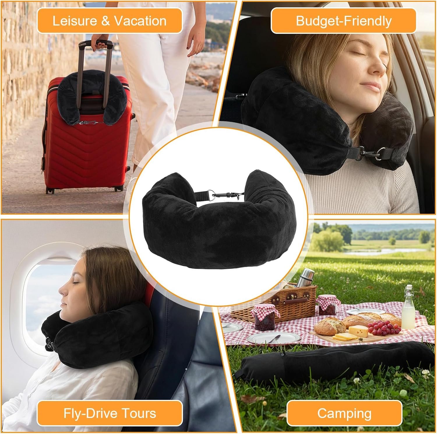 1777463749 Stuffable Travel Pillow Velvet Neck Pillow for Travel Stuffed with Clothes Traveling Pillows for Airplanes Traveling Essentials Multifunctional Sleeping Rest Cushion No FillerBlack.jpg