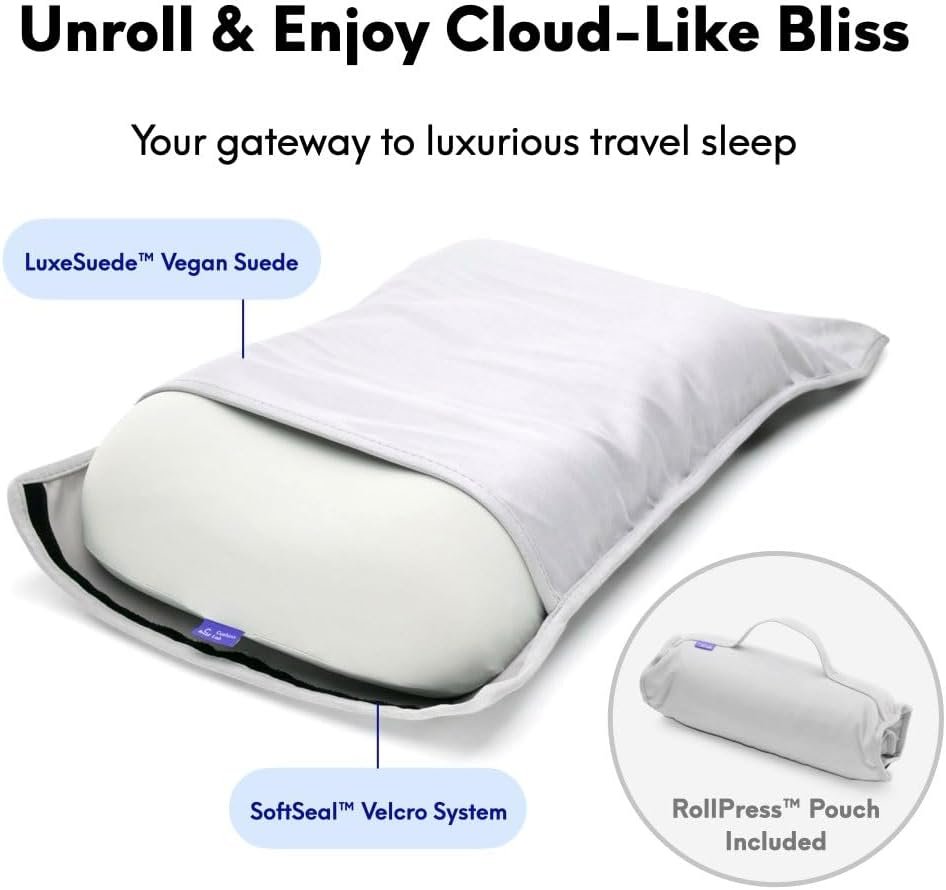 1777465386 Cushion Lab Travel Deep Sleep Pillow – Compact Memory Foam Neck Pillow for Sleeping Portable Pillow for Hotels Camping Side Back Sleepers On The Go – Calm Grey.jpg