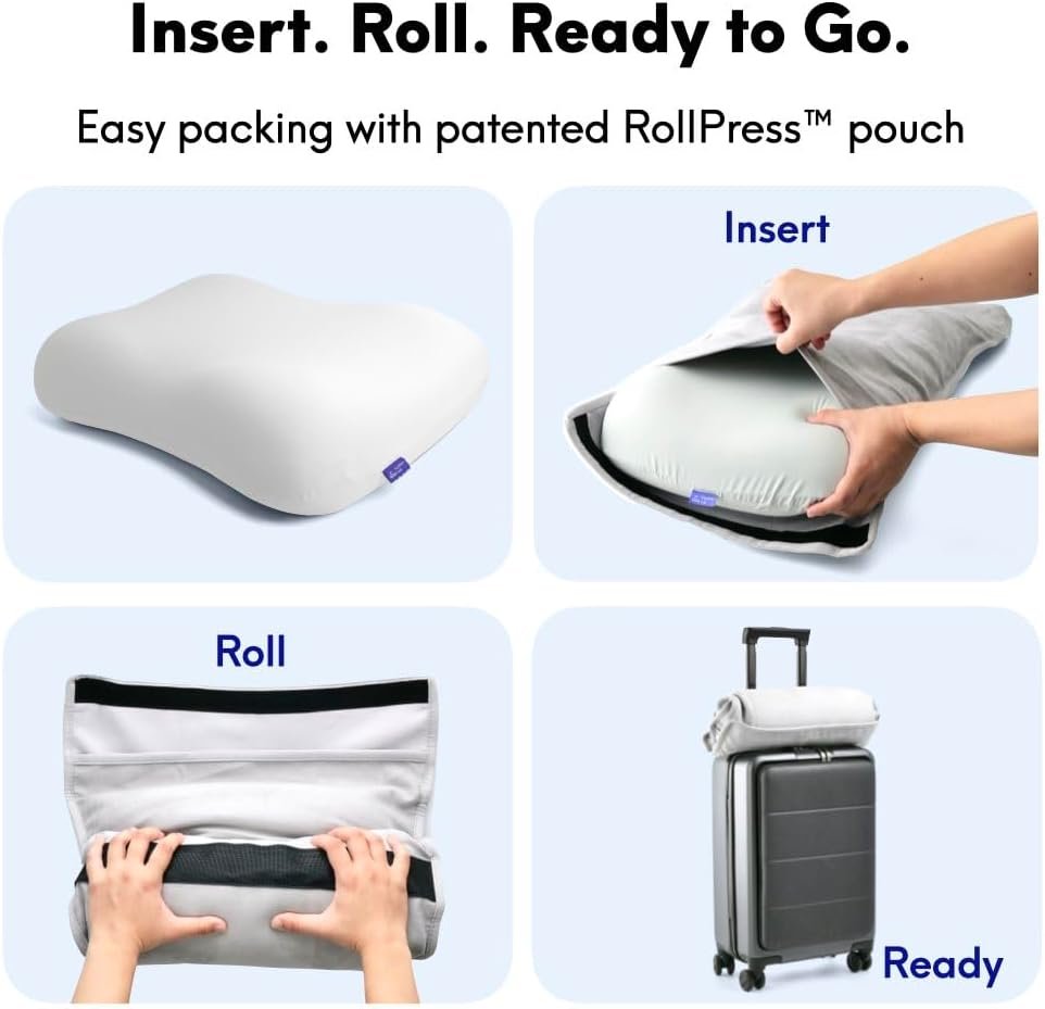 1777465388 Cushion Lab Travel Deep Sleep Pillow – Compact Memory Foam Neck Pillow for Sleeping Portable Pillow for Hotels Camping Side Back Sleepers On The Go – Calm Grey.jpg
