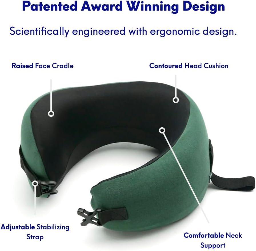 1777465793 C CUSHION LAB Travel Pillow Award Winning Patented Ergonomic Design for Chin Neck Support Memory Foam Neck Pillow Compact Airplane Pillow for Traveling Flight Car Hunter Green Medium.jpg