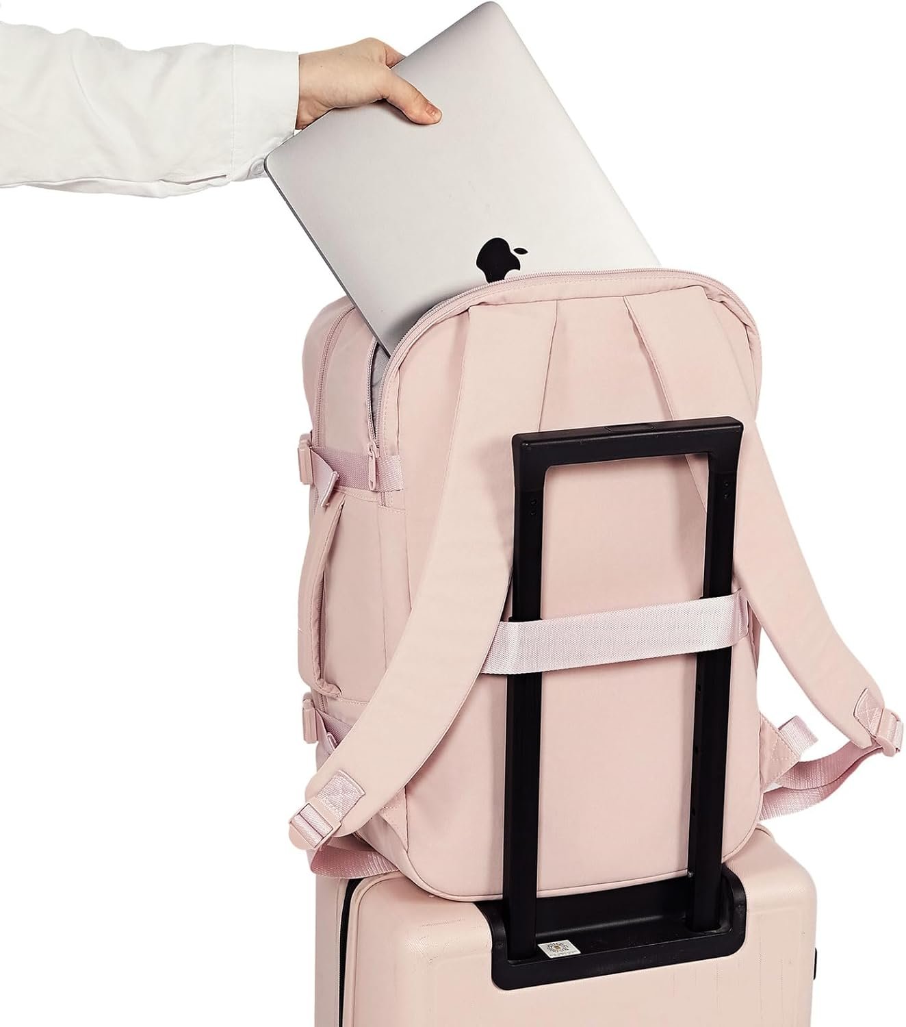 1777466010 NISHEL Carry On Backpack for Women 28.3L Travel Backpack with Suitcase Style Opening Travel Bag fits 15.6 Inch Laptop Flight Approved Weekender Bag for Business PINK.jpg