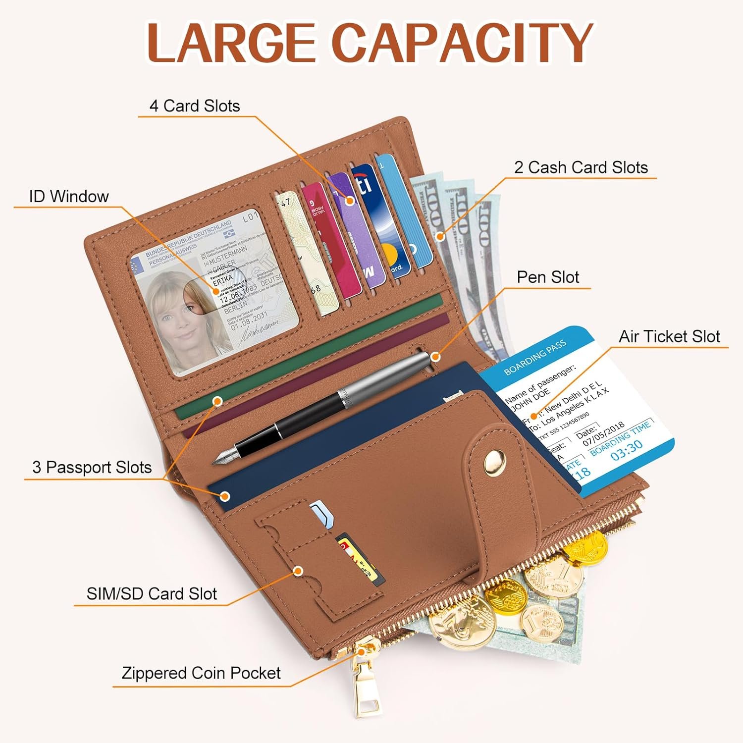 1777469310 Passport Holder for Travel Women RFID Blocking Passport Wallet with Airtag Slot PU Leather Passport Cover Travel Wallet with Zippered Coins Pocket for Travel Essentials.jpg