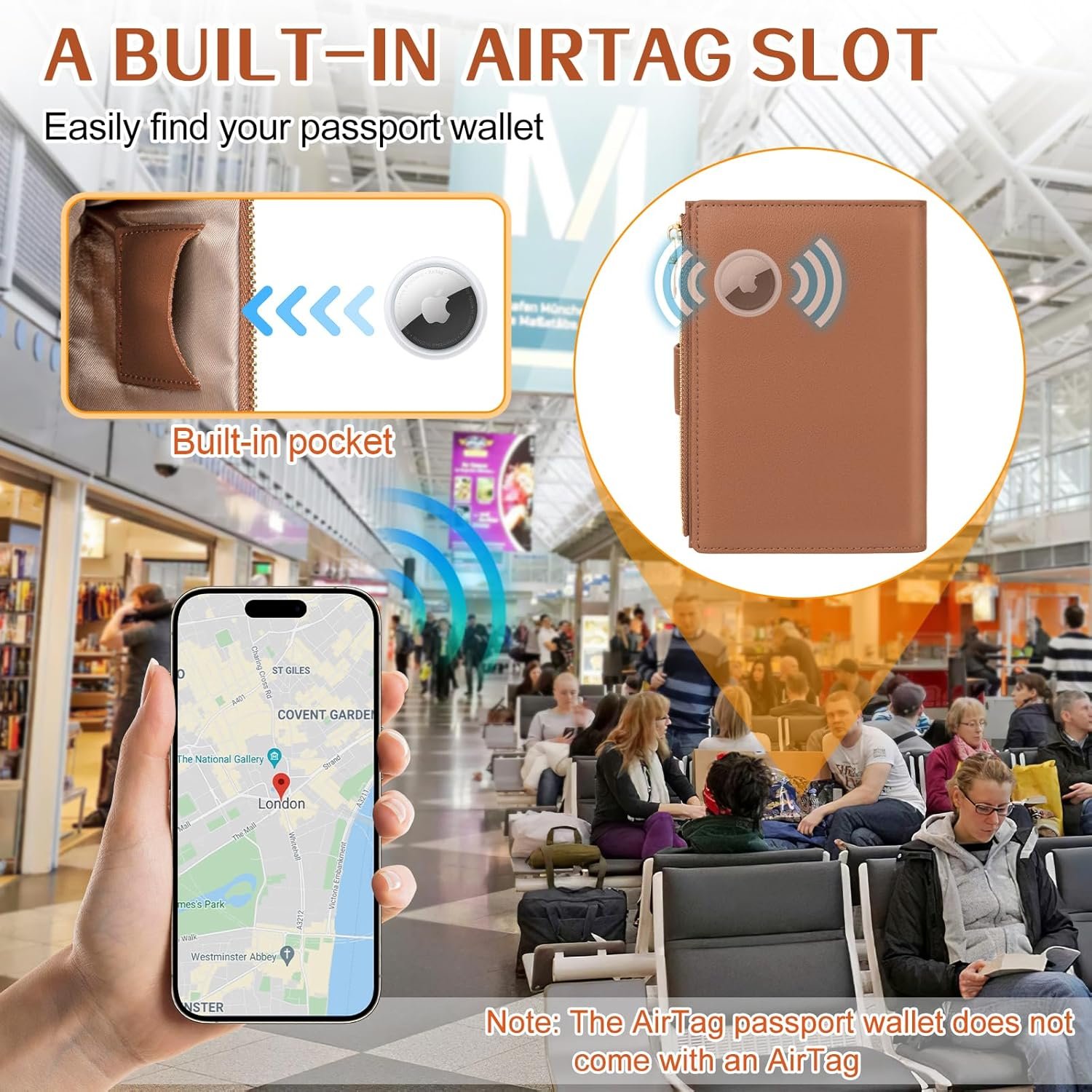 1777469312 Passport Holder for Travel Women RFID Blocking Passport Wallet with Airtag Slot PU Leather Passport Cover Travel Wallet with Zippered Coins Pocket for Travel Essentials.jpg