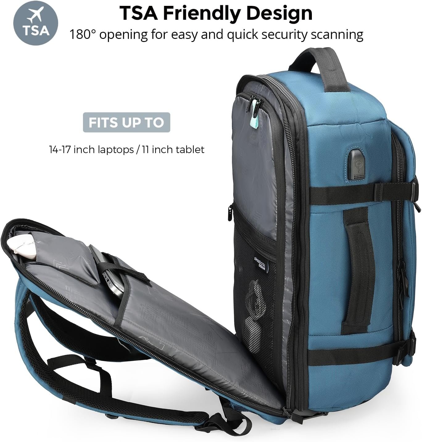 1777470638 Swissdigital Design Travel Backpack 41.5LTSA Friendly Flight Approved Carry on Luggage Handwith USB Charging Port Large Weekender Bag Fits 17 Inch Laptop Backpack Blue SD1756 30.jpg