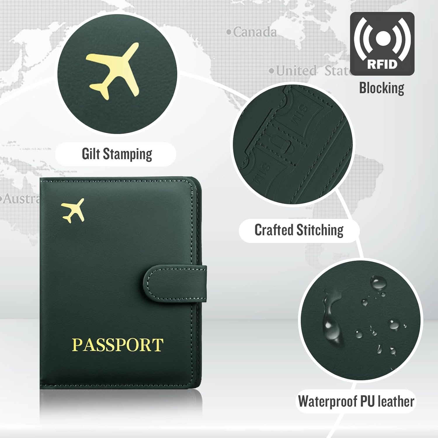 1777474022 Passport Holder with Airtag Slot Cards Cash Air Ticket Pocket Travle Gifts for Women Men RFID Blocking Wallet Passport Book Cover Case Green.jpg