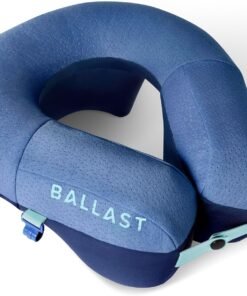 Ballast Pro Beach & Travel Pillow – Inflatable Neck Pillow for Airplanes, Beach & Pool, Compact and Water-Resistant (Ocean Blue)