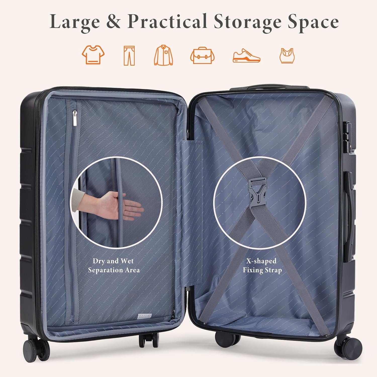1777485183 Sweetcrispy Carry on Luggage Hard Shell ABS Suitcase with Double Spinner Wheels Lightweight Expandable Rolling Suit Case with TSA Lock 20 Inch Bronze Black.jpg