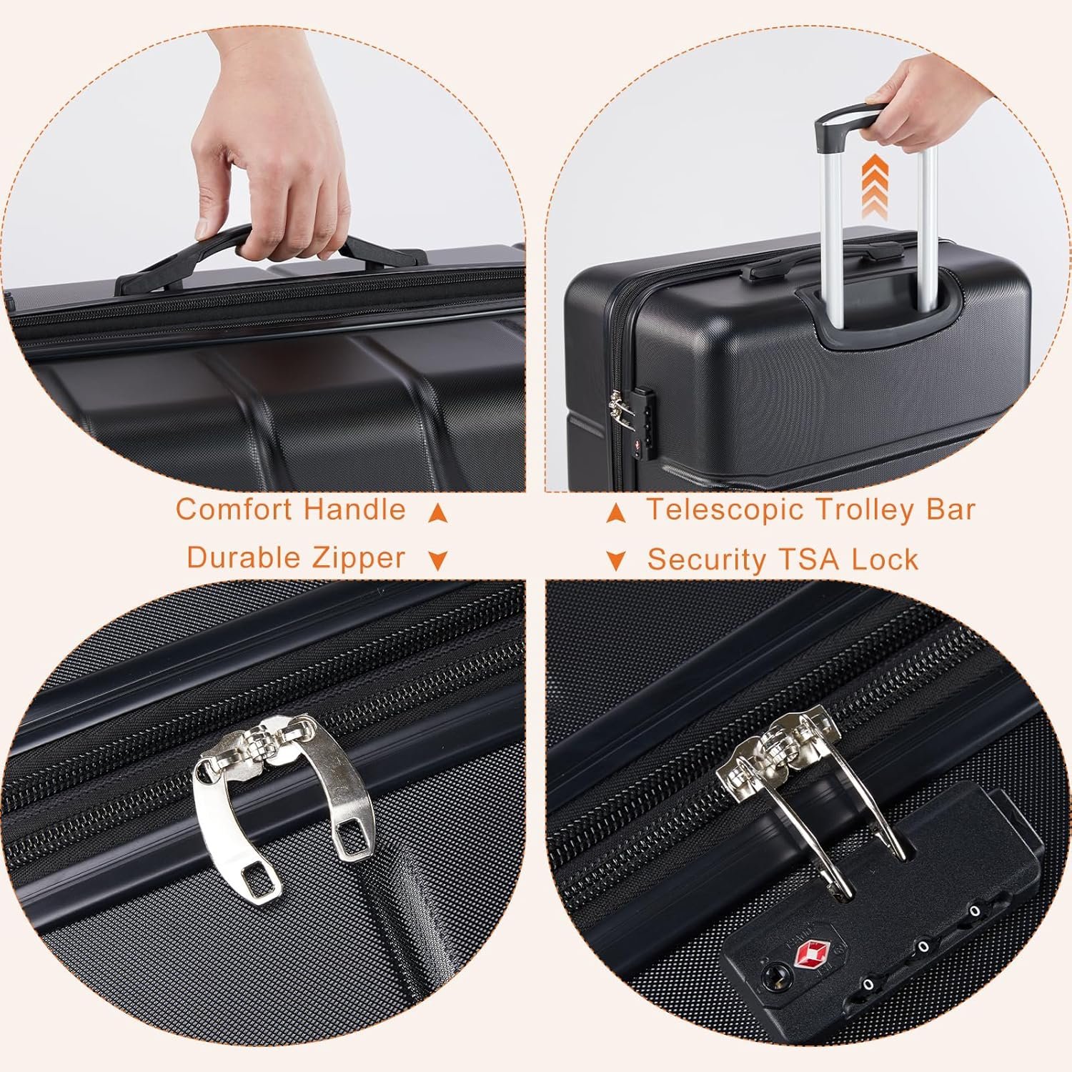 1777485185 Sweetcrispy Carry on Luggage Hard Shell ABS Suitcase with Double Spinner Wheels Lightweight Expandable Rolling Suit Case with TSA Lock 20 Inch Bronze Black.jpg