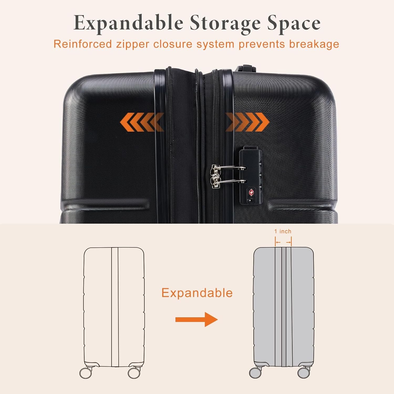 1777485187 Sweetcrispy Carry on Luggage Hard Shell ABS Suitcase with Double Spinner Wheels Lightweight Expandable Rolling Suit Case with TSA Lock 20 Inch Bronze Black.jpg