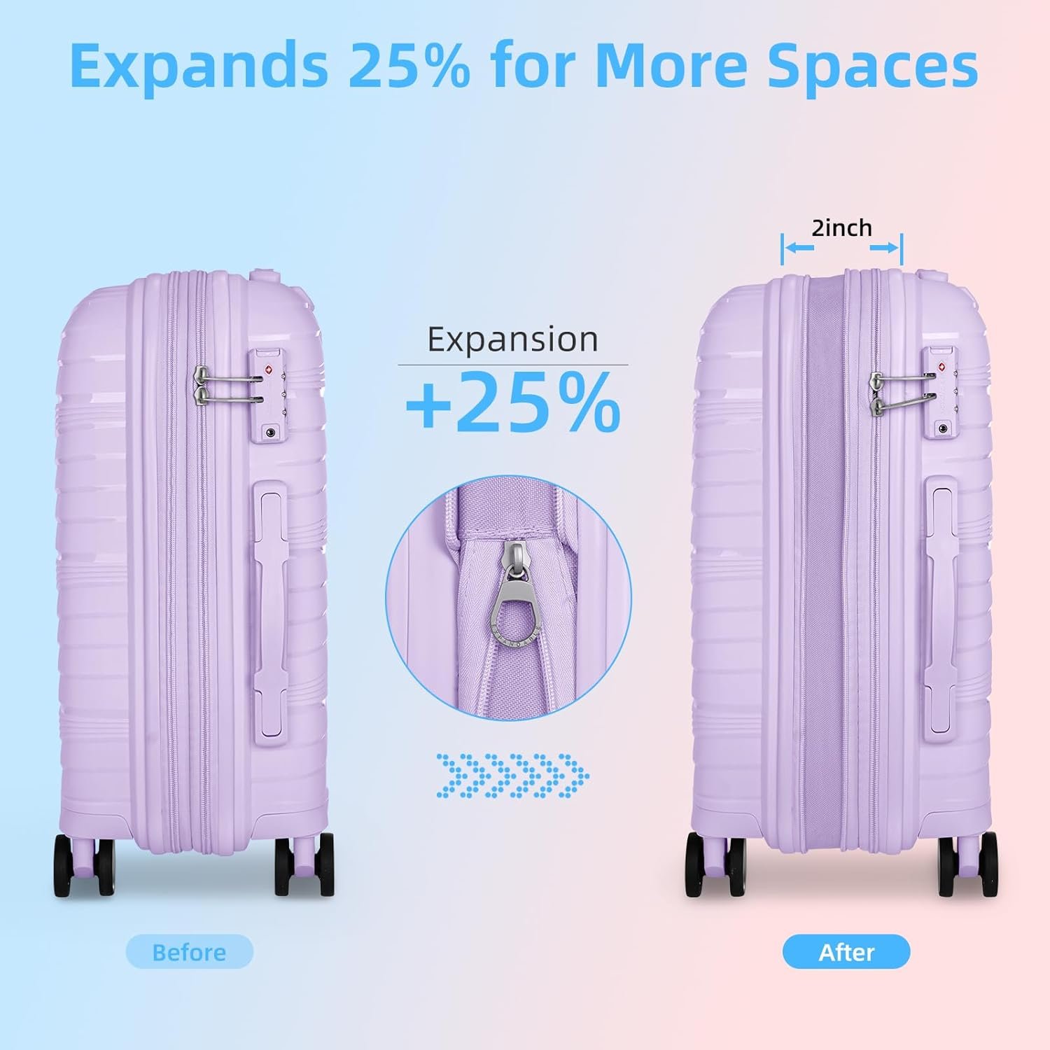 1777485574 LARVENDER Luggage Sets 3 Piece Expandable Carry On Luggage 22x14x9 Airline Approved 20 Inch Hardshell Lightweight PP Carry On Suitcase for Women with Spinner Wheels TSA Lock Lavender.jpg