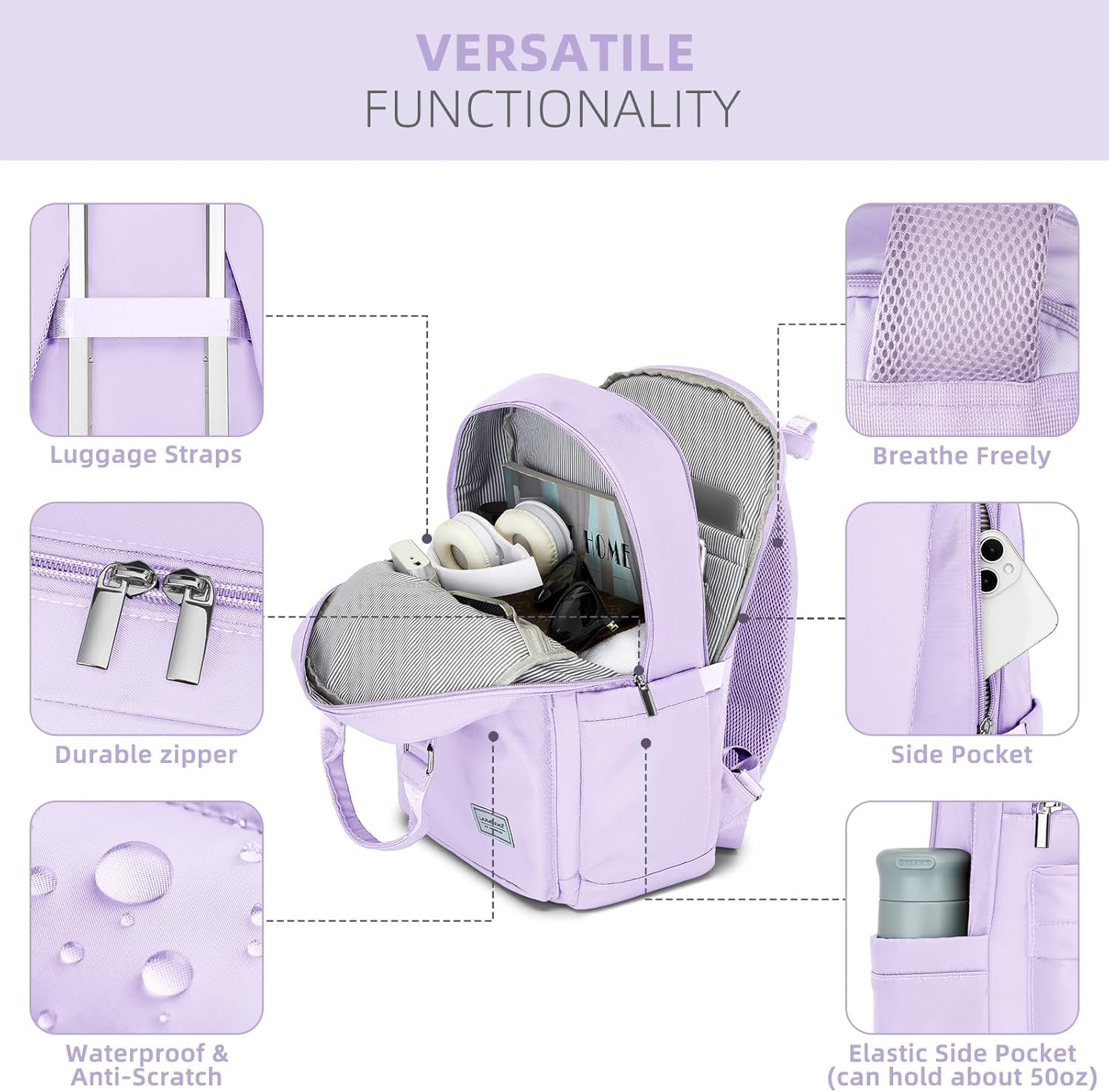 1777485580 LARVENDER Luggage Sets 3 Piece Expandable Carry On Luggage 22x14x9 Airline Approved 20 Inch Hardshell Lightweight PP Carry On Suitcase for Women with Spinner Wheels TSA Lock Lavender.jpg