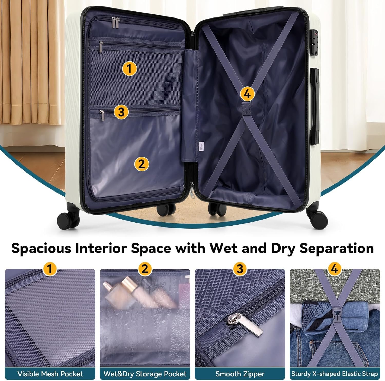 1777485908 Hoteel luggage Sets 3 Piece Carry on Luaagae Suitcases with Spinner Whells TSA Lock4 YEAR WARRANTY Carry on Suitcase ABS Hard Shell Lightweight Travel Suitcases20in24in28in Beige.jpg