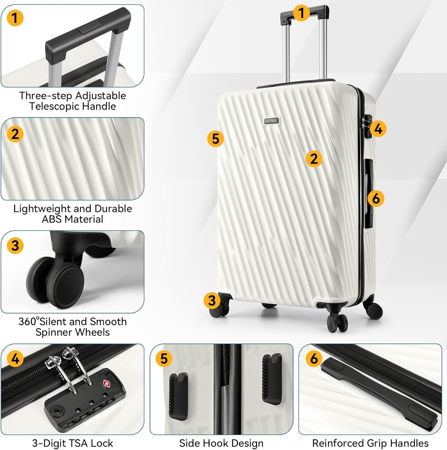 1777485914 Hoteel luggage Sets 3 Piece Carry on Luaagae Suitcases with Spinner Whells TSA Lock4 YEAR WARRANTY Carry on Suitcase ABS Hard Shell Lightweight Travel Suitcases20in24in28in Beige.jpg