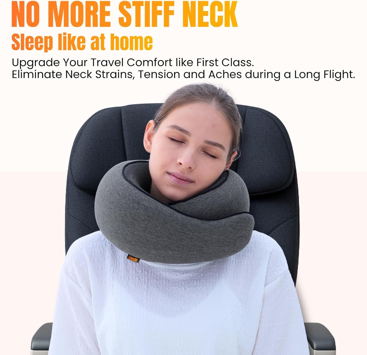1777486798 LOEXAIR™ Travel Pillow Neck Pillow Travel for Airplane Car 100 Cotton Fabric Memory Foam Plane Pillow Lightweight Easy to Carry on Flight Full Travel Set Eye Mask Earplugs Dark Grey.jpg