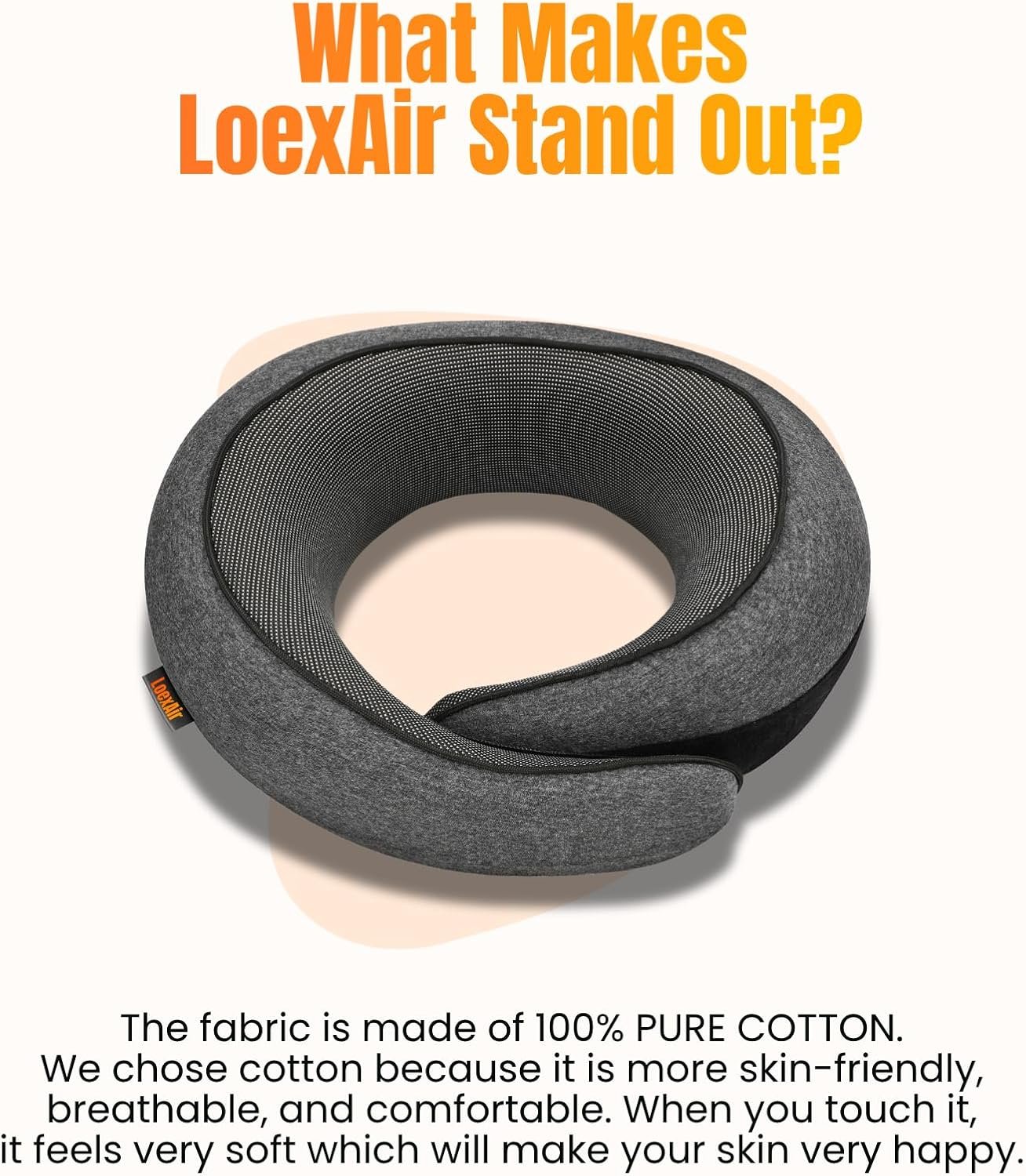 1777486811 LOEXAIR™ Travel Pillow Neck Pillow Travel for Airplane Car 100 Cotton Fabric Memory Foam Plane Pillow Lightweight Easy to Carry on Flight Full Travel Set Eye Mask Earplugs Dark Grey.jpg