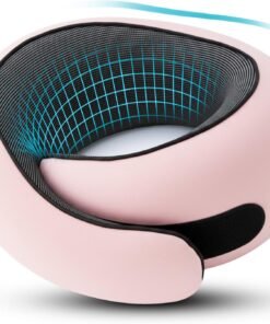 LOEXAIR™ Travel Pillow, Neck Pillow Travel for Airplane, Car - 100% Cotton Fabric & Memory Foam Plane Pillow, Lightweight & Easy-to-Carry on Flight, Full Travel Set (Eye Mask, Earplugs) - Sakura Pink
