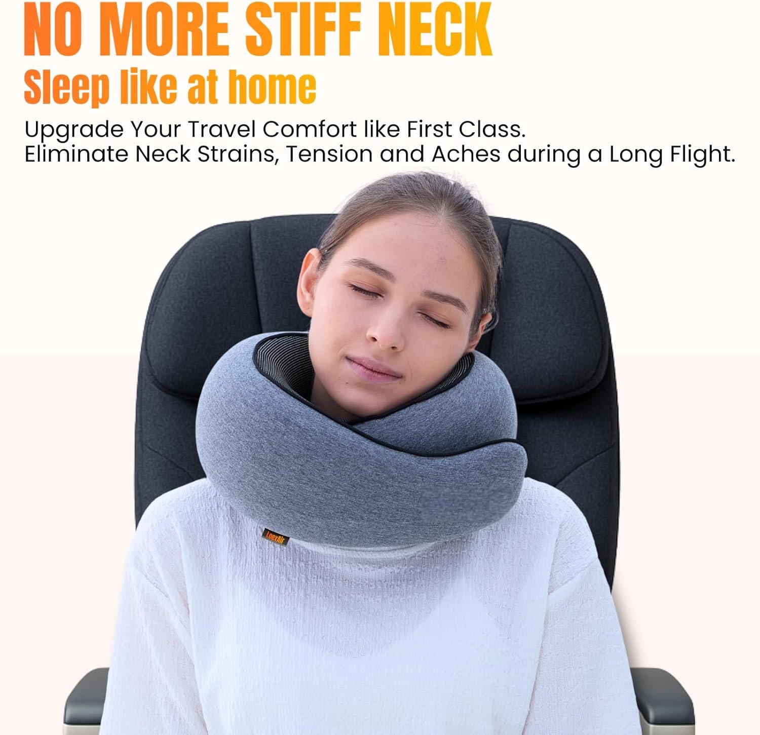 1777489612 LOEXAIR™ Travel Pillow Neck Pillow Travel for Airplane Car 100 Cotton Fabric Memory Foam Plane Pillow Lightweight Easy to Carry on Flight Full Travel Set Eye Mask Earplugs Light Grey.jpg