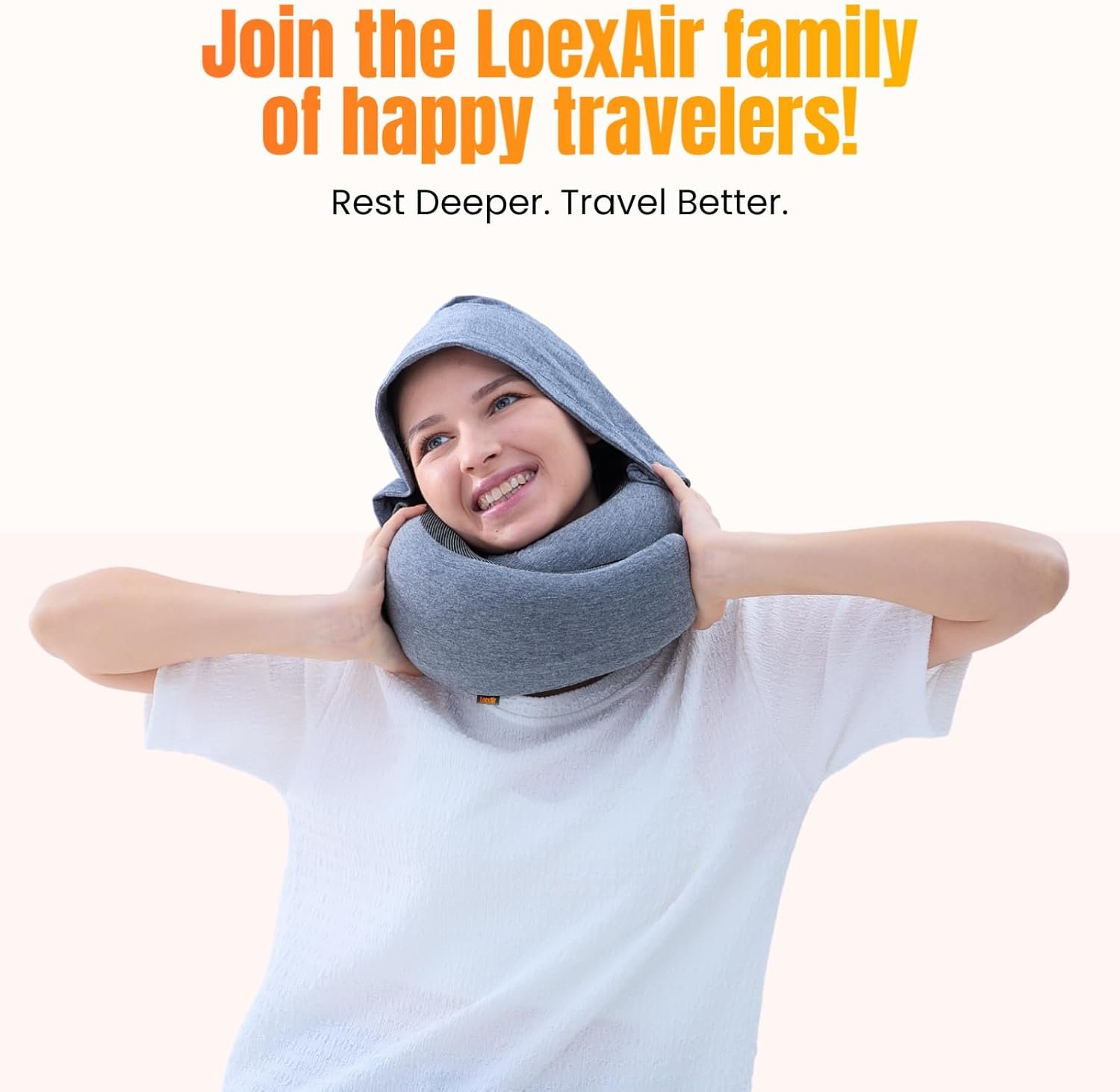 1777489627 LOEXAIR™ Travel Pillow Neck Pillow Travel for Airplane Car 100 Cotton Fabric Memory Foam Plane Pillow Lightweight Easy to Carry on Flight Full Travel Set Eye Mask Earplugs Light Grey.jpg