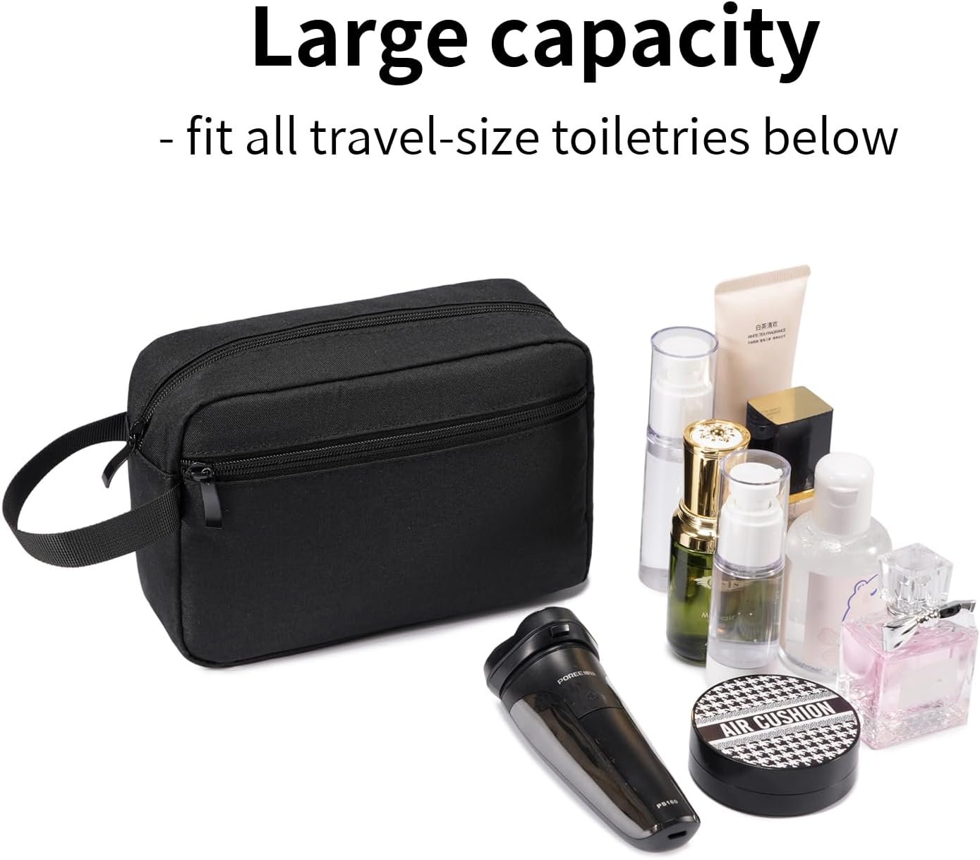 1777490254 Travel Toiletry Bag Small Cosmetic Bag Hanging Water Resistant Organizer for Men Women Ideal for Makeup Shaving Kit Gym Essentials Travel Accessories Black.jpg