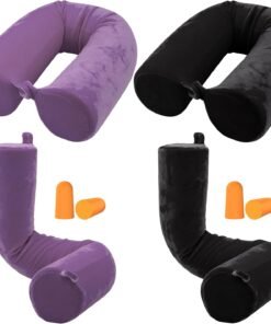 2 Pack Travel Pillow Twist Memory Foam Neck Support Adjustable Neck Pillow for Traveling Airplane Train Bus or at Home-Adjustable, Neck Bendable Roll Pillow for Chin