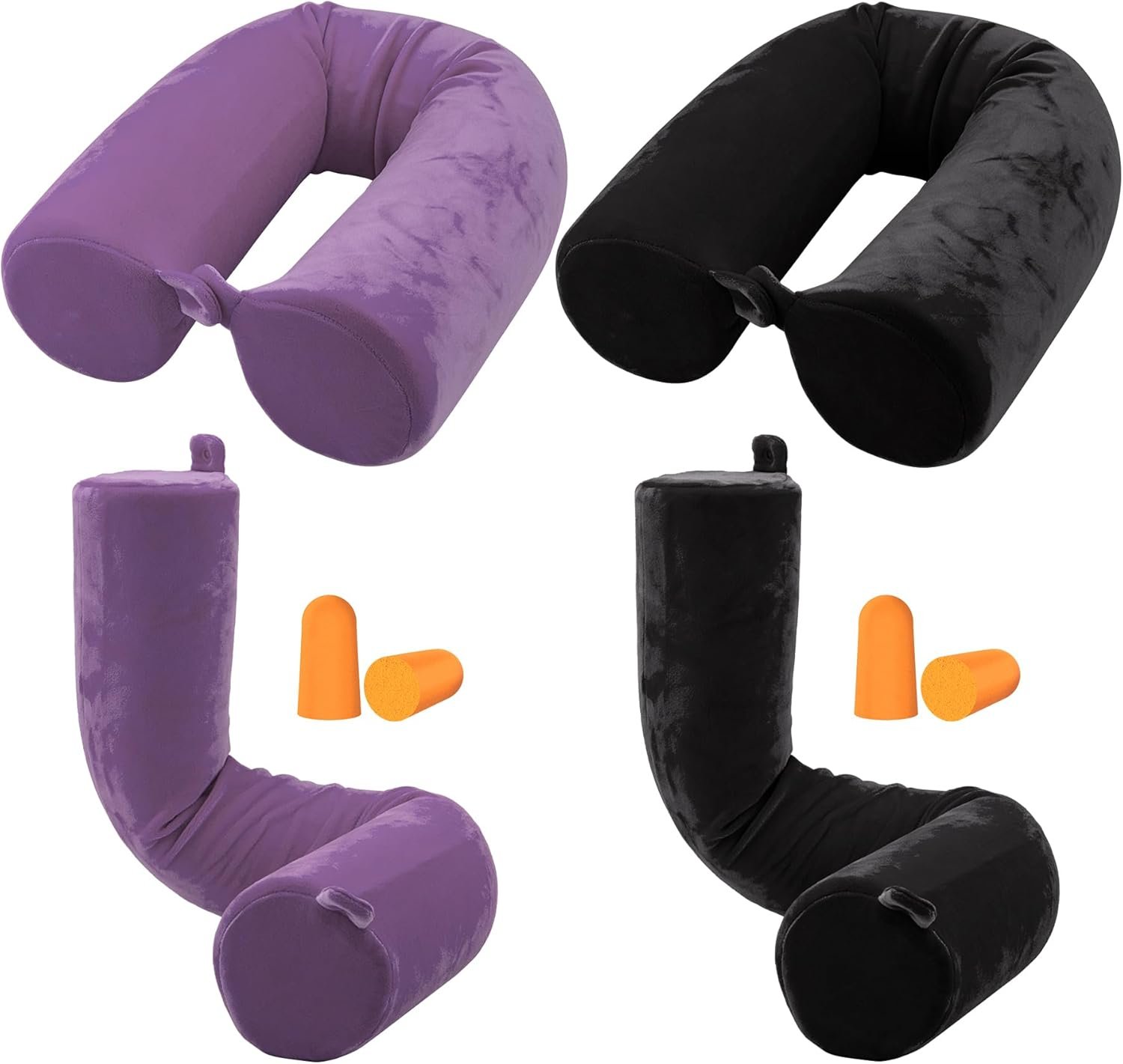 2 Pack Travel Pillow Twist Memory Foam Neck Support Adjustable Neck Pillow for Traveling Airplane Train Bus or at Home-Adjustable, Neck Bendable Roll Pillow for Chin