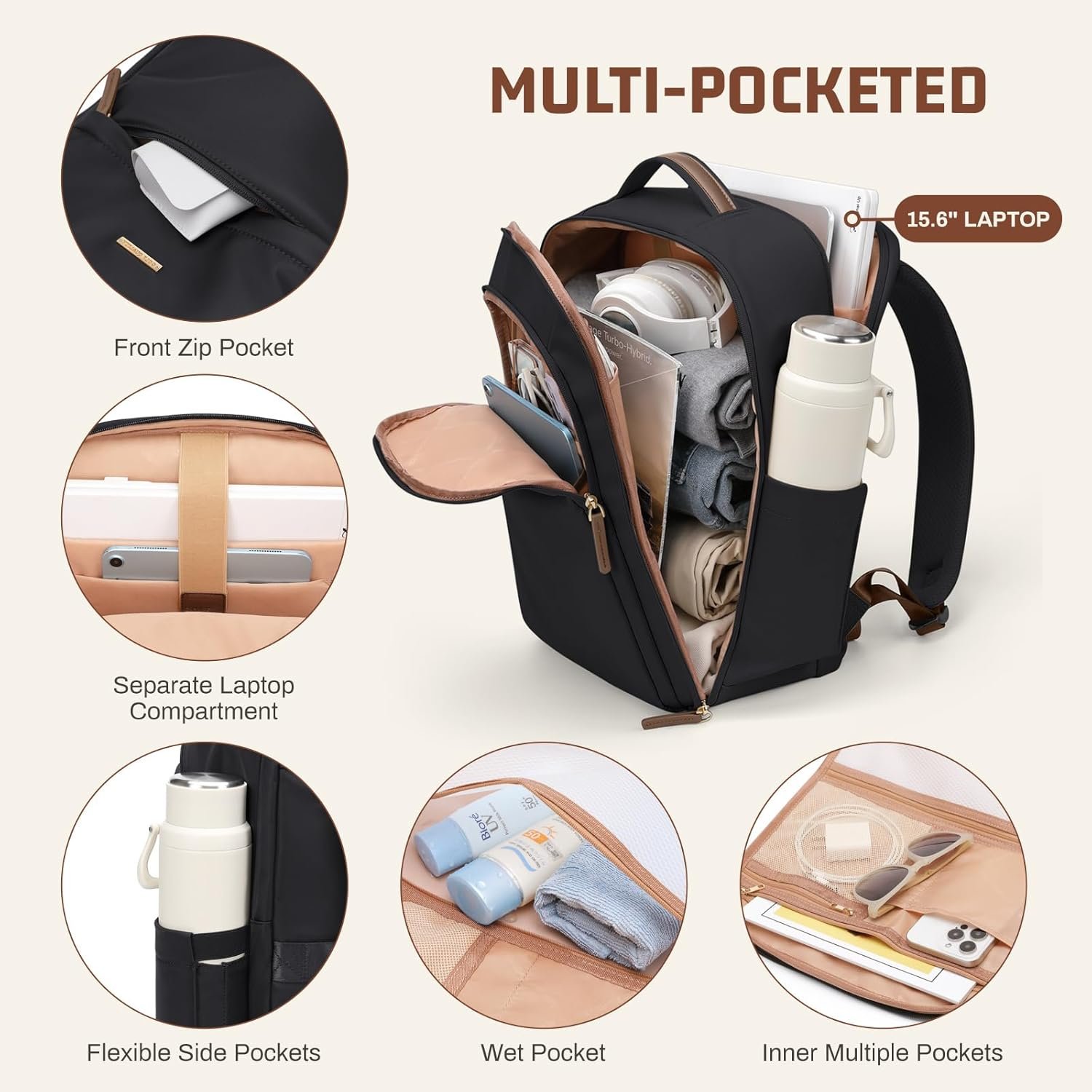 22L Travel Backpack for Women MenCarry On Bag for Airplanes Personal Item Laptop Backpack17.3 InchBlack.jpg