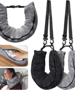 2Pack Stuffable Travel Pillow for Extra Luggage, Velvet Travel Neck Pillow with Adjustable Neck Size, Fits About 6 T-Shirts Travel Essentials Multifunctional Sleeping Rest Cushion
