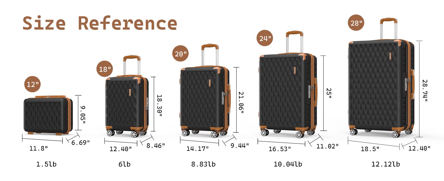 TR002 New 5 Piece Black Brown Size