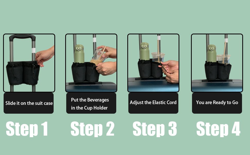 Luggage Cup Holder Using step
